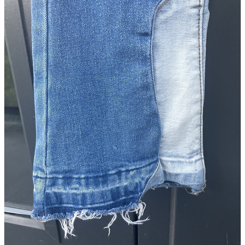 GUAPI Mens Size 28 Wavy Stacked Jeans Two Tone Patchwork Streetwear Blue - Picture 5 of 10